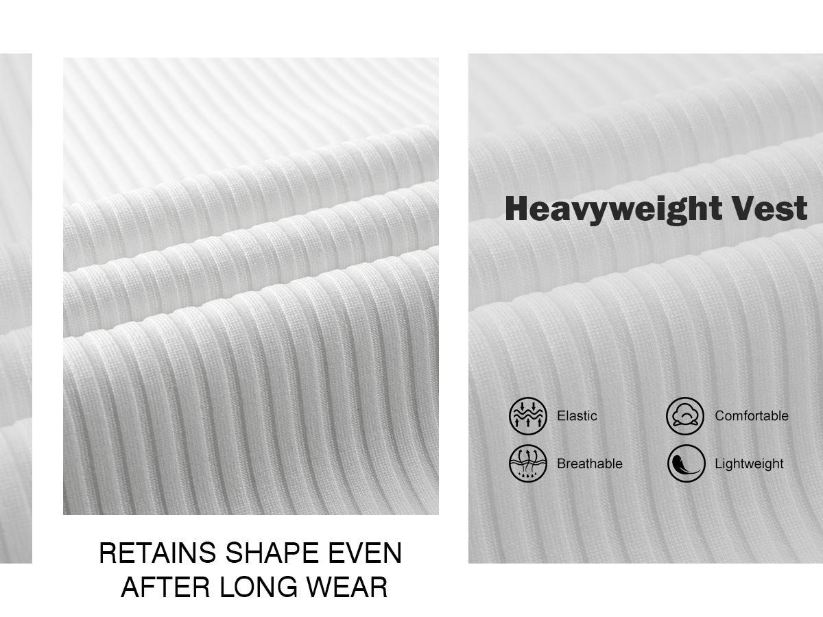 Gihuo 3Pcs Men's Ribbed Tank Top Wide Strap High Stretch Breathable Muscle Shirt Heavyweight Drapey Fit Sleeveless for Gym & Casual Workout Gym Clothing Sports Apparel