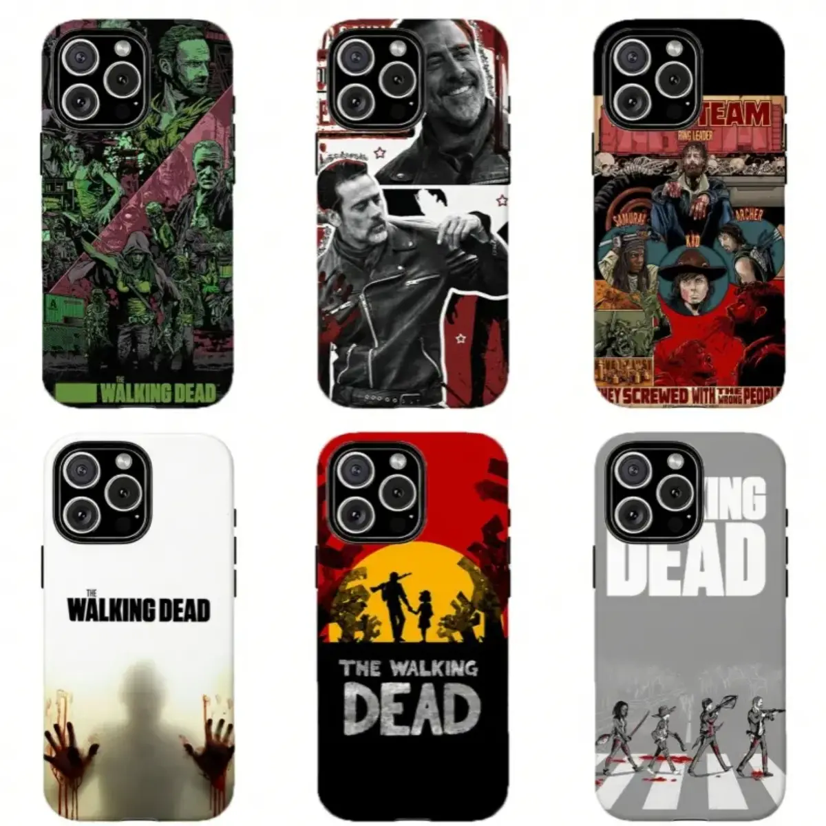 The Wa1king Deadd Retro Zombie Art Glossy Phone Case For IPhone 17-11, Pro Max, Pro Plus, and Samsung S26-23 Safety Two-In-One Case