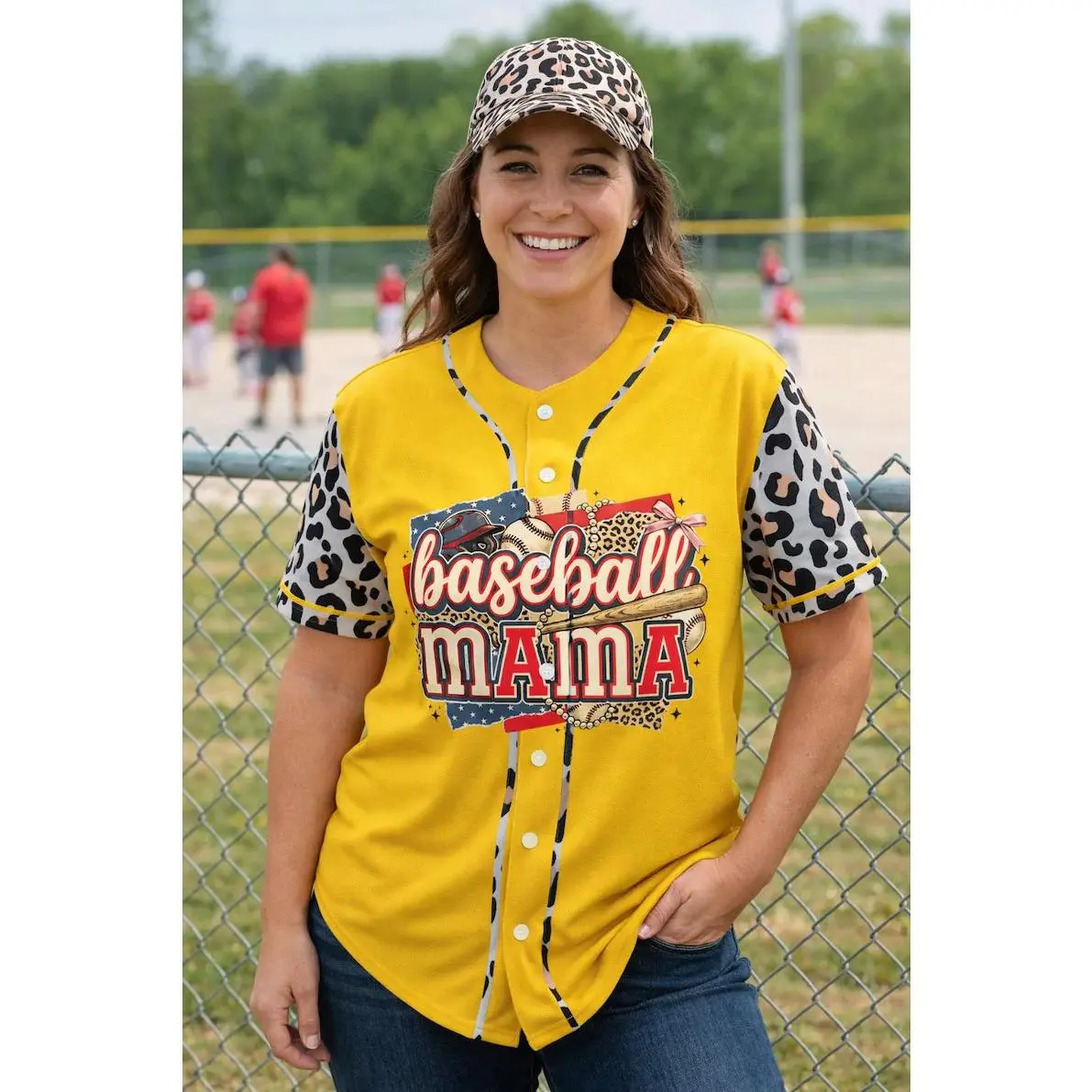 Baseball Mom Jersey,Softball Mama Color Block Baseball Jersey, Retro Leopard Checkered Letter Softball Doodle Print Button Up Uniform, Casual Game Day Apparel For Women Softball Parents #   TikTokMadeMeBuyIt #   TikTokShop # GameDayOutfit # SoftballJersey