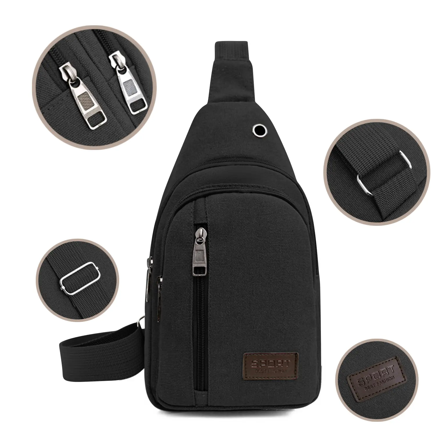 Men's Minimalist EDC Sling Bag | Fits 7.9" iPad & Cable Port | Lightweight Crossbody Chest Pack for Commute & Travel