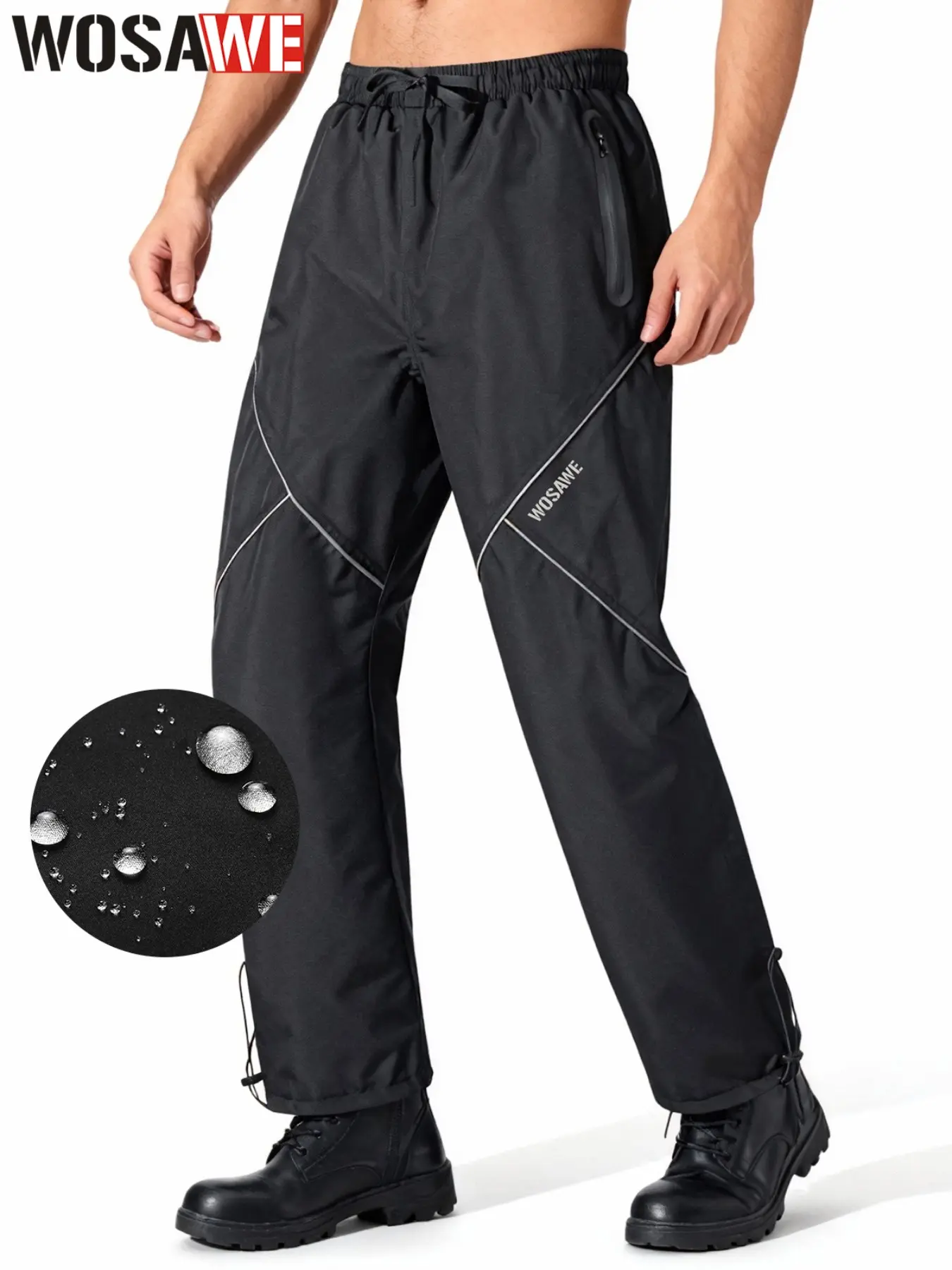 WOSAWE Waterproof Windproof Reflective Pants Unisex Trousers for Motorcycle Bicycle Commuting Outdoor
