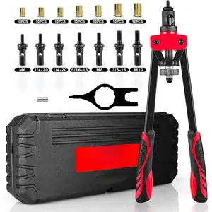 Rivet Nut Tool Kit, 14-Inch Rivnut Tool with 7 Metric and SAE Mandrels, Professional Hand Riveter with 70Pcs Rivnuts Assortment Kit, Manual Rivet Nut Gun with Rugged BMC Case