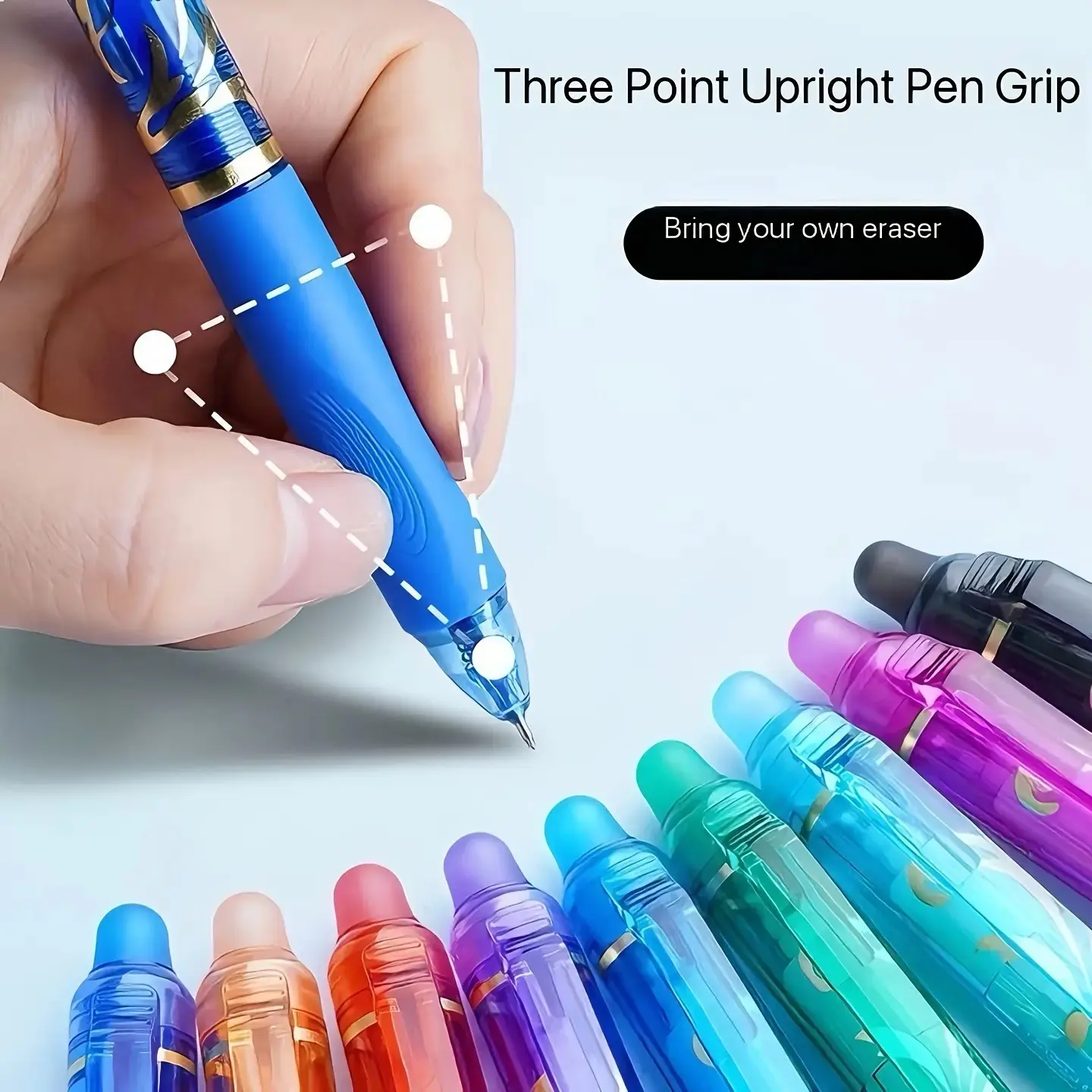10-piece set of erasable color click Smooth Writing Ballpoint pens, 0.5mm ultra-fine tip writing, plastic material, suitable for office and school supplies, Multi Purpose Pens