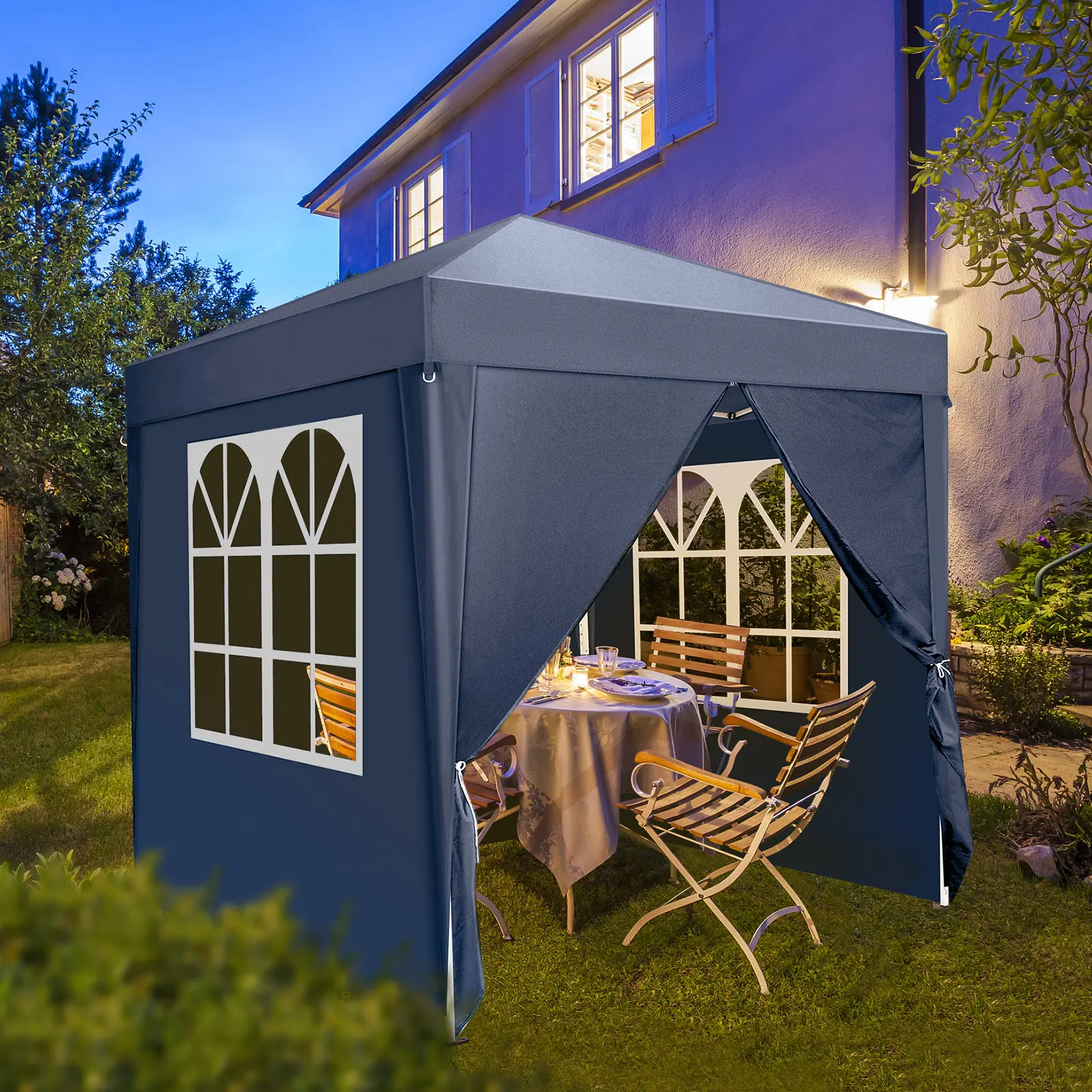 2x2m Waterproof Folding Tent - 2 Doors & 2 Windows, Steel Frame, Portable for Camping & Outdoor Events