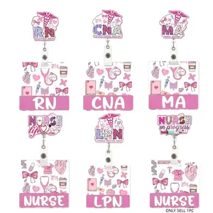 Fun Glitter Letter Badge Scroll, ID Card Holder with Retractable Crocodile Clip, Id Holders For Badges, Fashionable Professional Name Tag for Doctors Nurses, Nursing Badge Reel, Medical Badge Reel, Badge Accessories