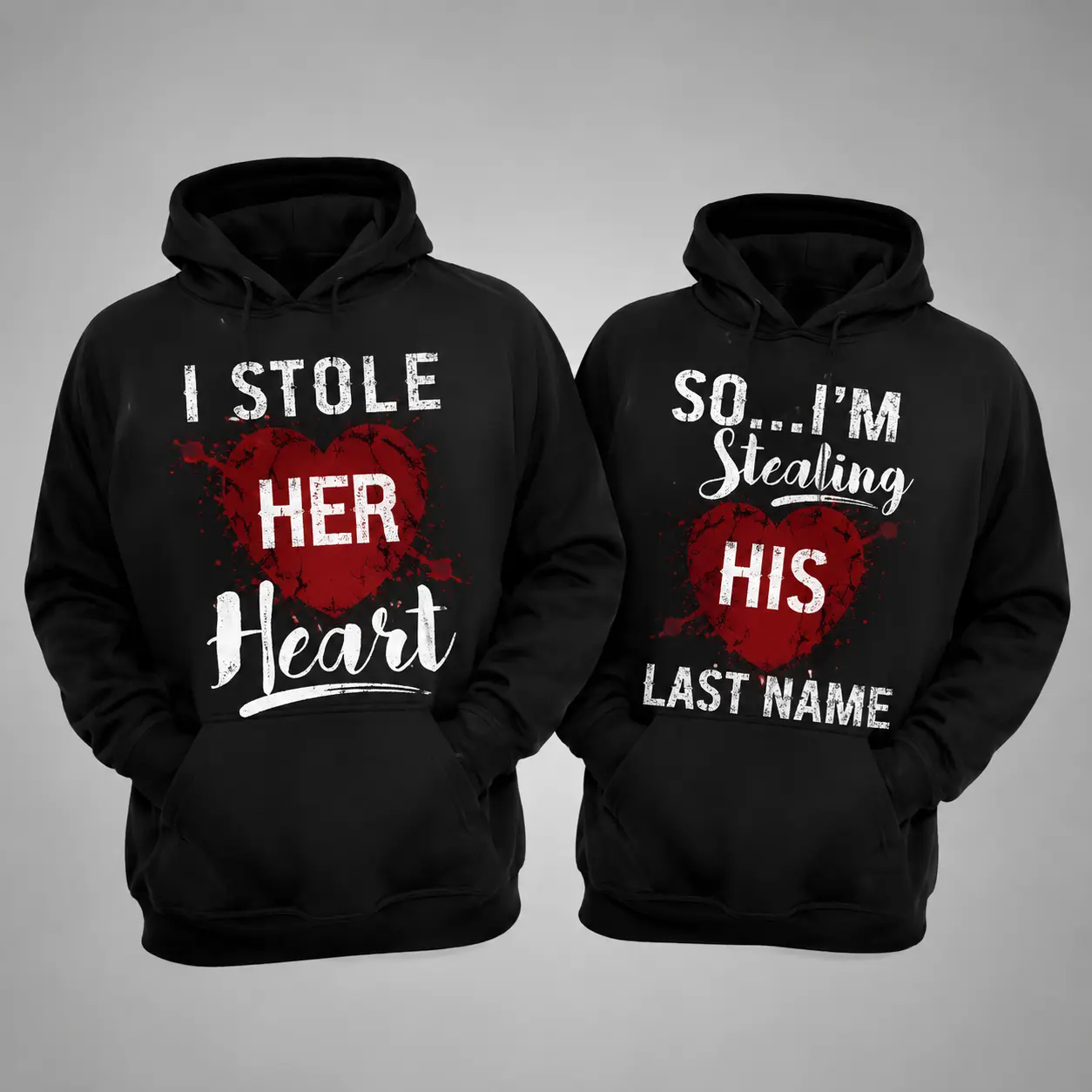 Limited Edition Valentine's Day Couple Hoodie - "I STOLE HER HEART" Printed, Kangaroo Pocket, Plush, Natural Pullover Tops, Fashion Couple Gifts for Adults, Long-Sleeved Hooded Sweatshirt for Outdoor Sports, Gifts For Him, Love Gift, Sentimental Boyfriend