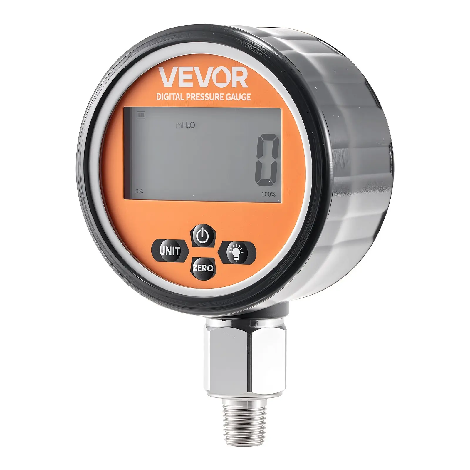 VEVOR Stainless Steel Digital Hydraulic Pressure Gauge with Calibration, 0-10000 PSI (0-700 Bar) Sensor, Backlight Display, 1/4 inch NPT Connection for Excavator Hydraulic Testing