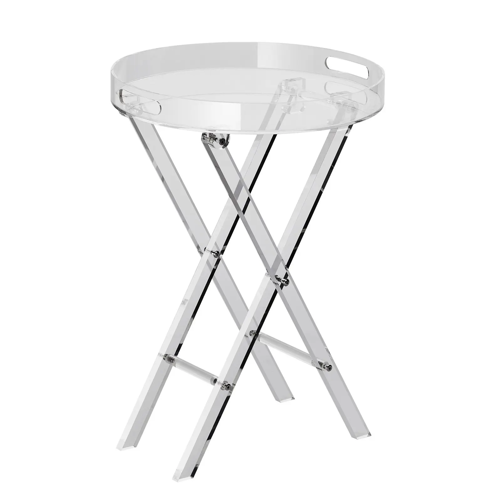 【Summerfinds】VEVOR Acrylic Folding Tray Table, Acrylic End Table with Folding X Leg, Clear Acrylic Side Table for Coffee, Drink, Food, Snack used in Living Room, Bedroom, and Study