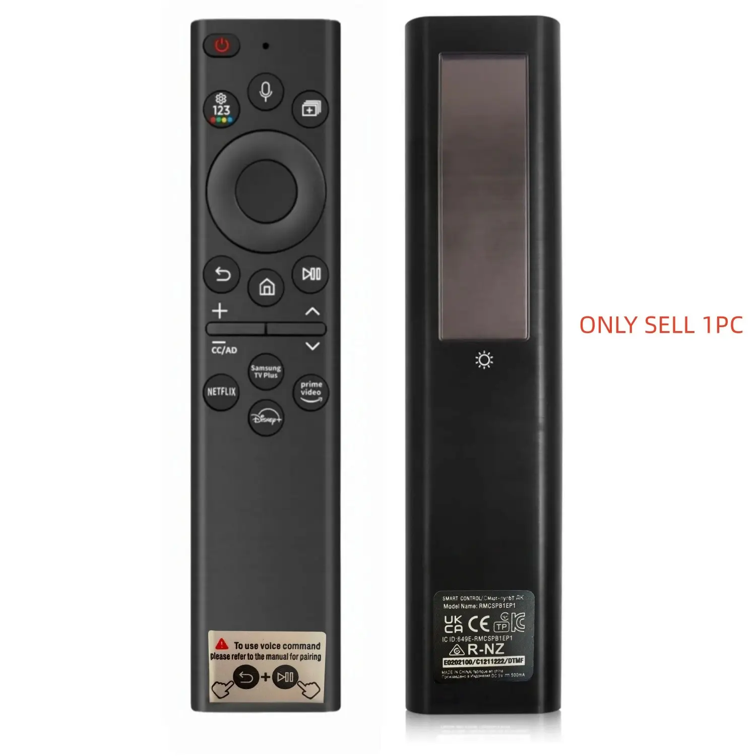 BN59-01385A Solar Voice Rechargeable TV Remote for Samsung Smart TVs, Replacement for 2019–2026 Samsung TV Remote Control with Solar Charging and Voice Search Accessories