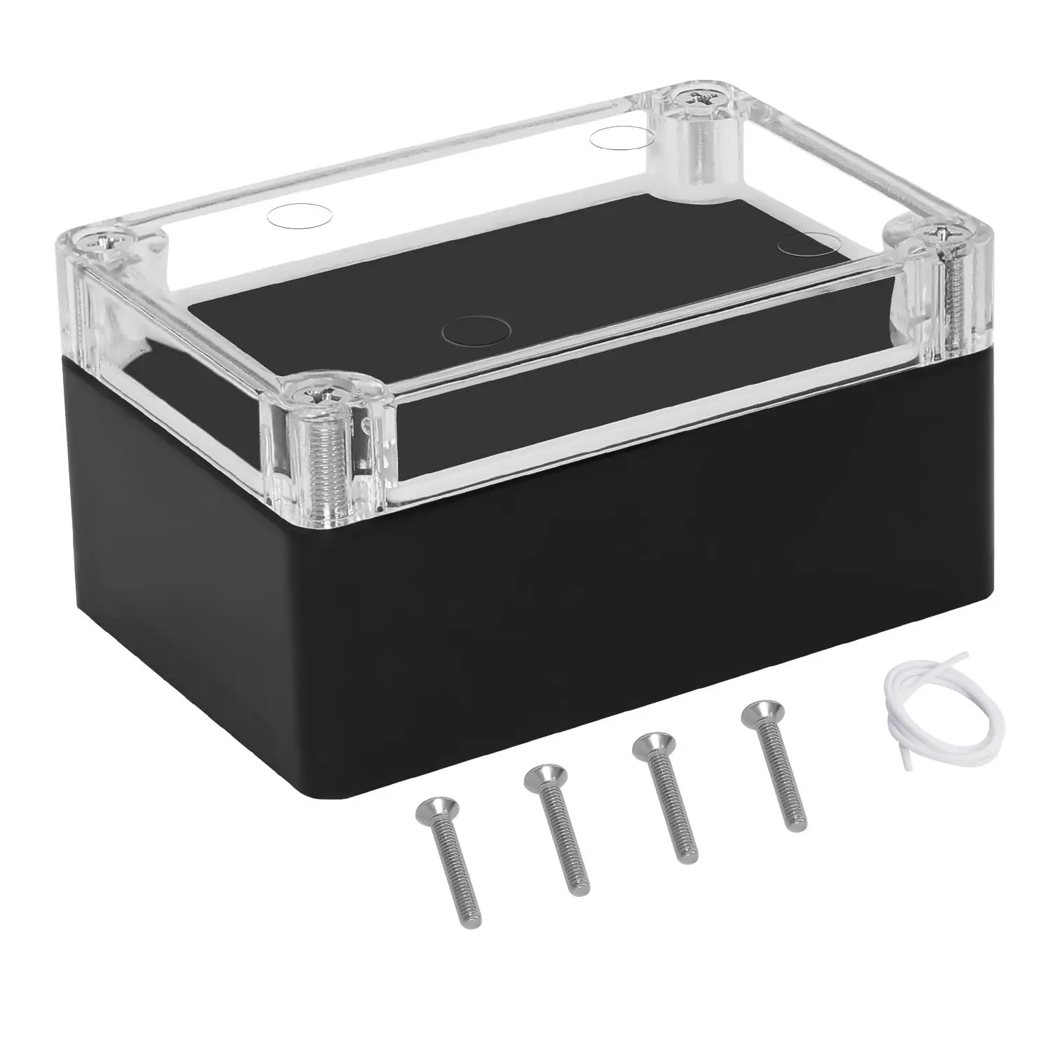 Project Box ABS Plastic IP65   Electrical Junction Box with Clear Cover Outdoor Enclosure for Electronics, Black 3.9"x 2.6"x 1.9"(100x68x50mm)(Pack of 1)