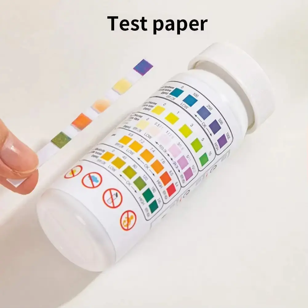 50pcs 6-in-1 Water Test PH Strips High Precision Residual Chlorine Value Alkalinity Hardness Tester Water Quality Tester Easy Detection for Pool Spa