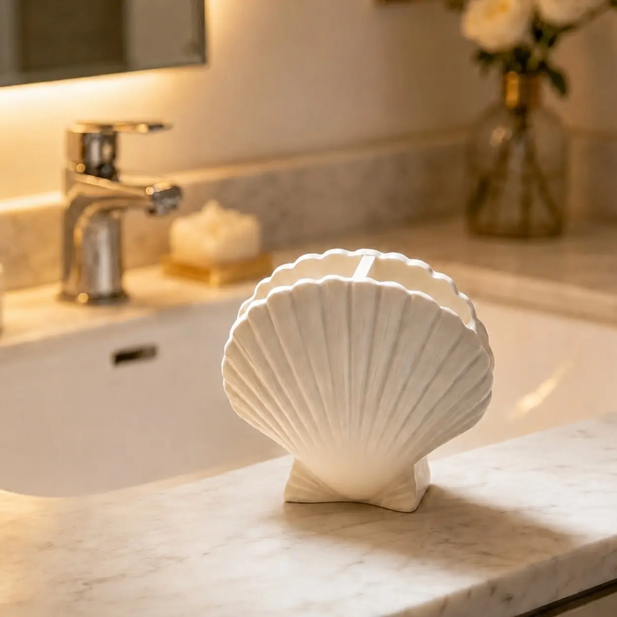 Resin Toothbrush Holder, Seashell Shape, Creative Countertop Bathroom Organizer, Aesthetic Coastal Home Decor, for Toothpaste Toothbrush, Toothbrush Storage, Toothbrush And Toothpaste Holder, Toothbrush Holder Organizers