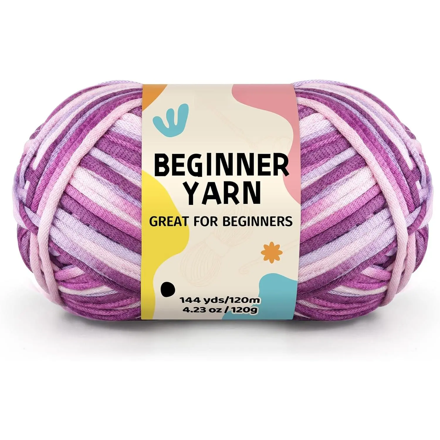 120g  Yarn for Crocheting and Knitting; Rainbow Yarn for Beginners with Easy-to-See Stitches;Worsted-Weight Medium #4 for Beginners Crochet Kit Making