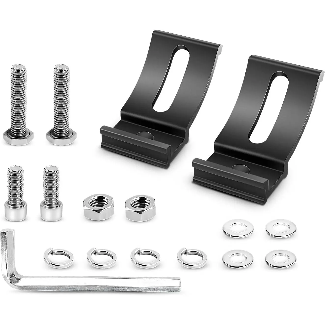 Nilight 2PCS Corrosion-Resistant Aluminum Alloy Universal Flexible LED Light Mounting Brackets - Max 45° Angle-Adjust, Adjustable Height, Slidable Easy-Install Bases Suit 4WD, Farming ATV/Truck, Car Lights, Model 90035B