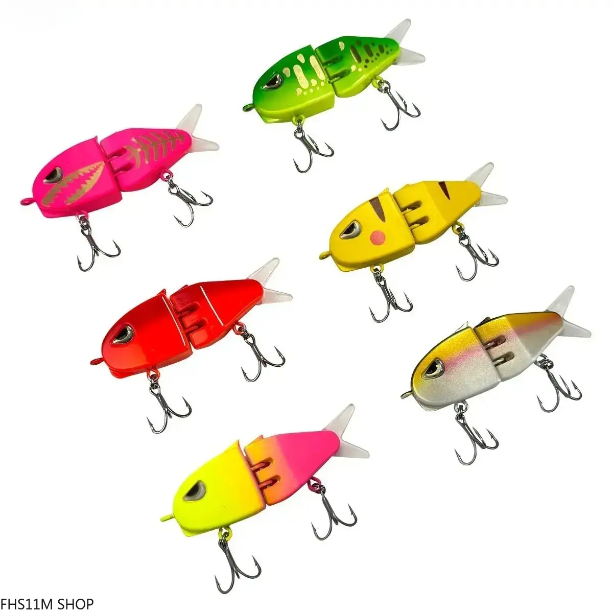 Slow-Sinking Segmented Swimbait, Fishing Lure with Vibrant Cartoonish Spotted Pattern, Dual Hooks & 3D Lifelike Eyes, Fishing Lures, Lures, Artificial, Angling, 3D Eyes, Attracting Fish, Fishing Stuff