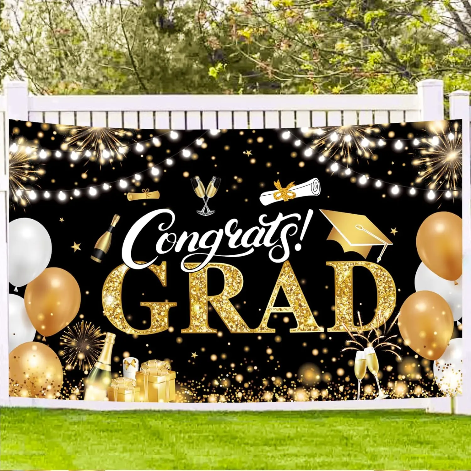 Graduation Banner 2026 Black and  - 72.8x43.3 Inch, Congrats Grad Banner for Party Decorations, Large Congratulations Class of 2026 Graduation Backdrop