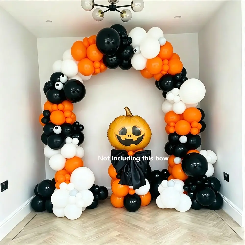Pumpkin Balloon Garland Arch Kit, Latex Balloons, Halloween Party Decor, No Sugar, Treats Festival Decoration