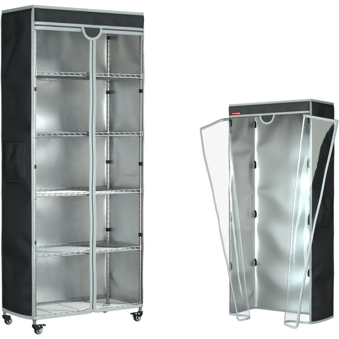 Shelf Cover Wire Shelving Rack Dust Cover, Fits 36"Wx14"Dx54"H |  Shelving Cover with Zipper & Transparent front for easy visibility, For Rack in Kitchen, Pantry (No Shelves)