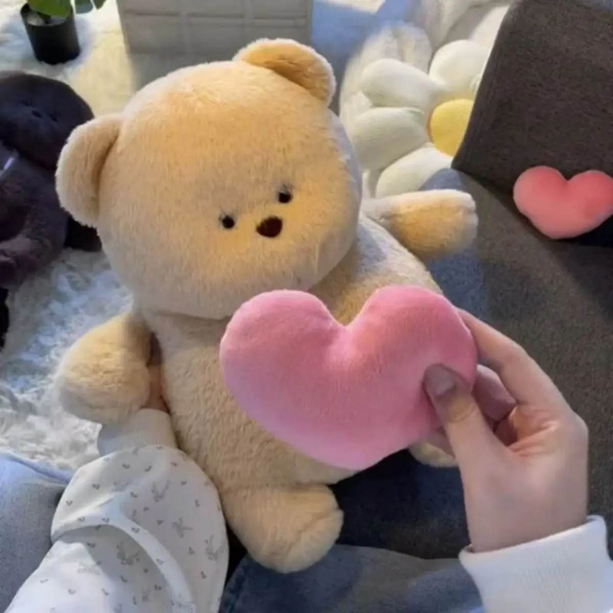 Cute Recordable Voice Teddy Bear, Hidden Zipper Heart, Squeeze to Record Messages, Soft Plush Doll, Romantic Gift for Valentine, Anniversary, Kids, Soft Huggable