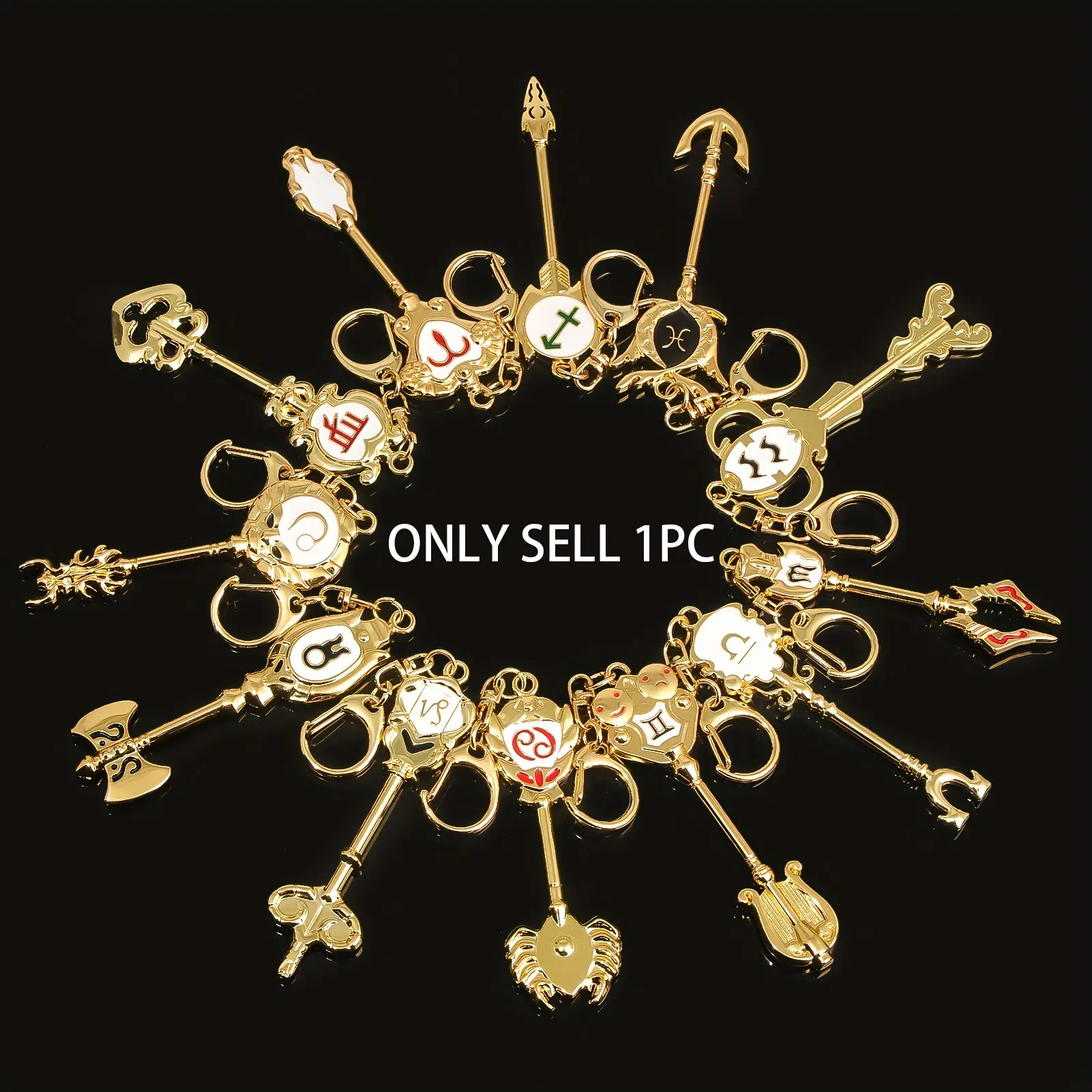 [Zodiac Keychain Charm] Zodiac Metal Keychain - Libra Virgo Women's Commemorative Collection Bag Charm, Golden Pendant Keyring, Stylish Keyring
