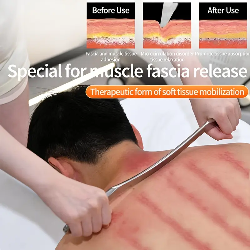 One stainless steel muscle scratch tool - a deep tissue massager, Fascia release tools, used for muscle relief and recovery - highly suitable for athletes, fitness enthusiasts and fitness lovers - improves recovery speed and muscle condition