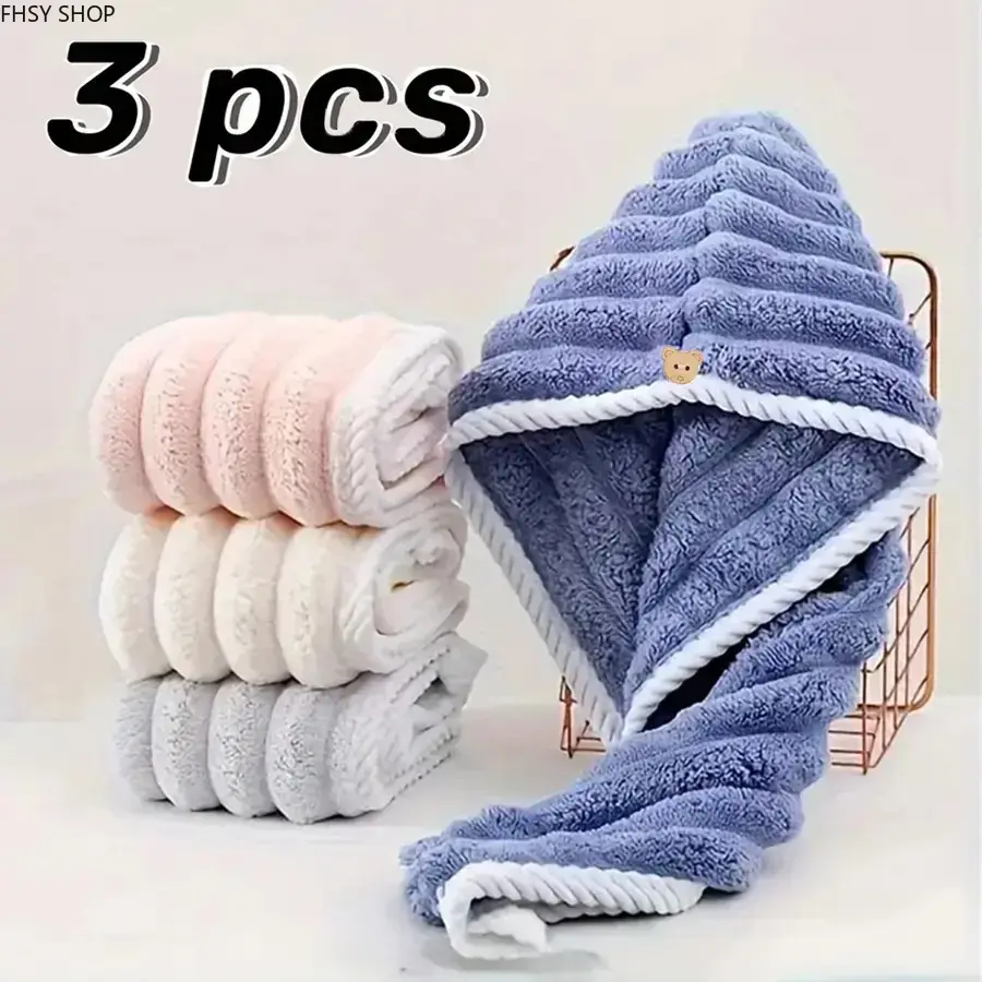 Viral 3-pack microfiber quick dry hair towel wrap turban set for women & men,Niche super absorbent anti-frizz plop hair cap for curly long thick hair,Ultra soft lightweight fabric, perfect for home showers, gym workouts and summer travel essentials