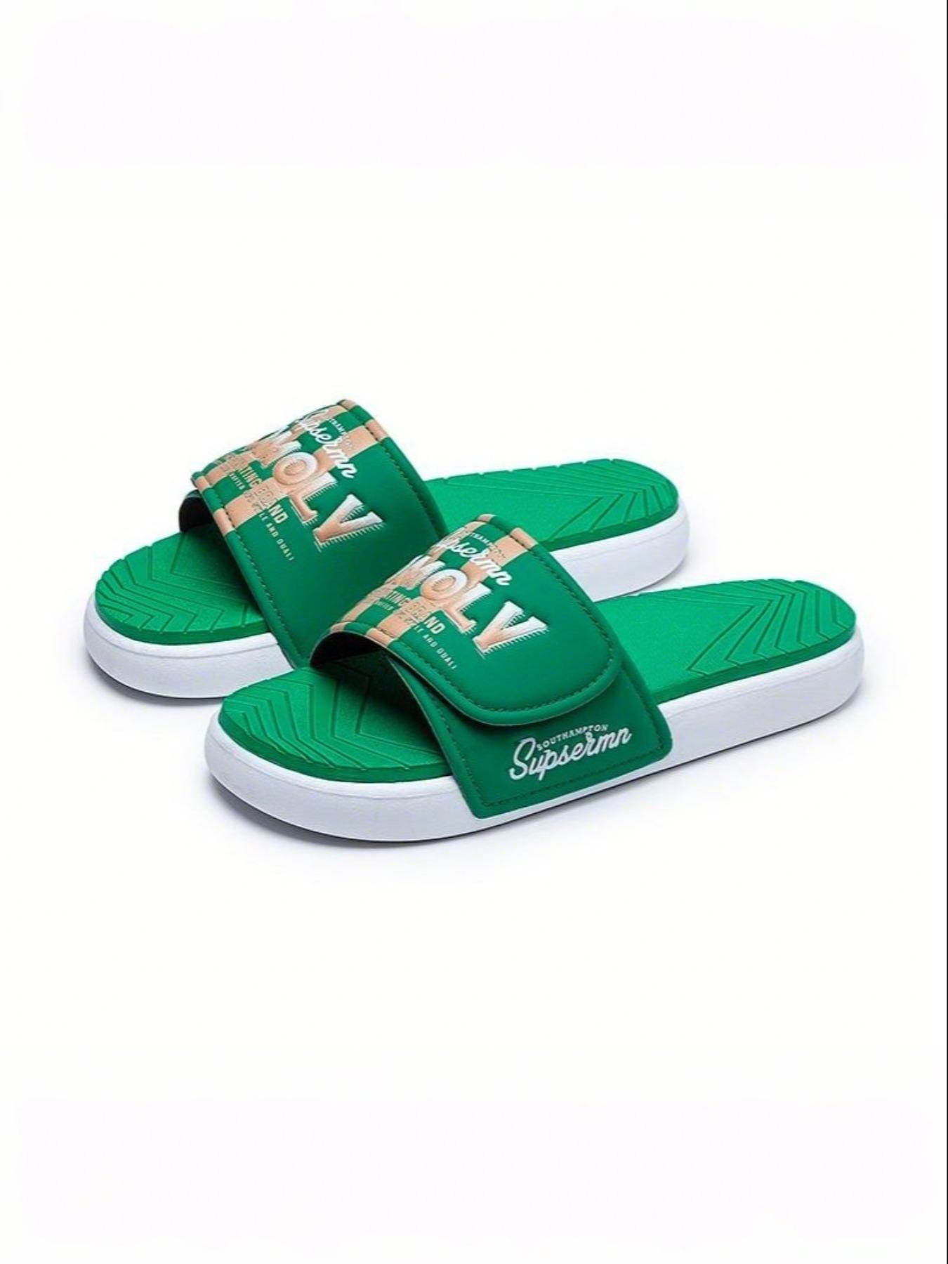 Men's Fashionable Letters Print Slides, Casual Comfortable Home Slippers, Soft Non-slip Slippers for Indoor & Outdoor Wear