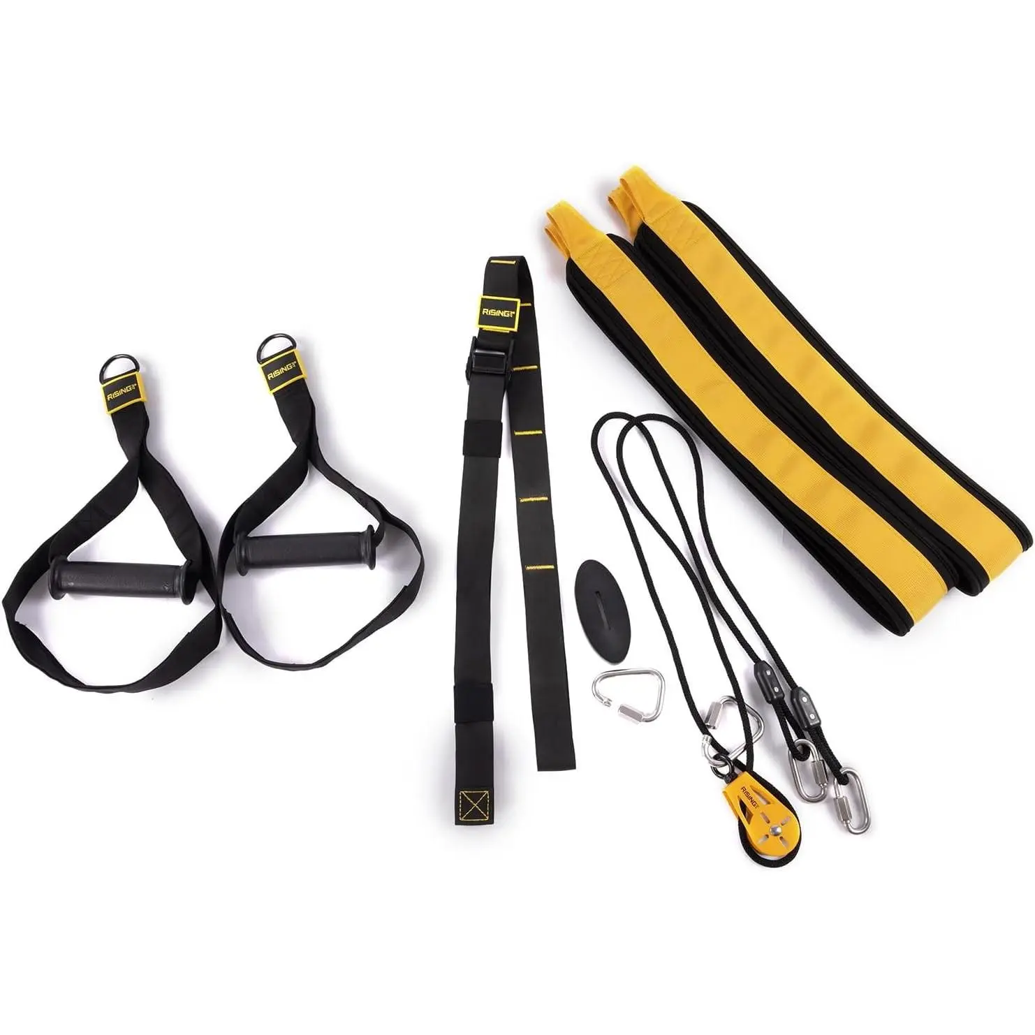 Suspension Training System - Dual Rubber Grips, Door Anchor, Adjustable Straps - Resistance Trainer Kit for Home Workout & Indoor Full Body Fitness