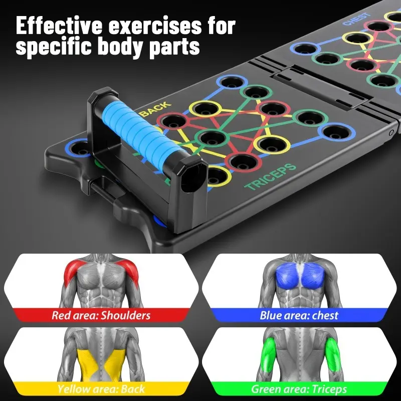 Multi-Functional Foldable Push Up Board Stand Portable Home Fitness Gadget Targeted Training For Chest Shoulder Back & Triceps Boost Core Strength Improve Overall Physical Fitness Home Workout Equipment