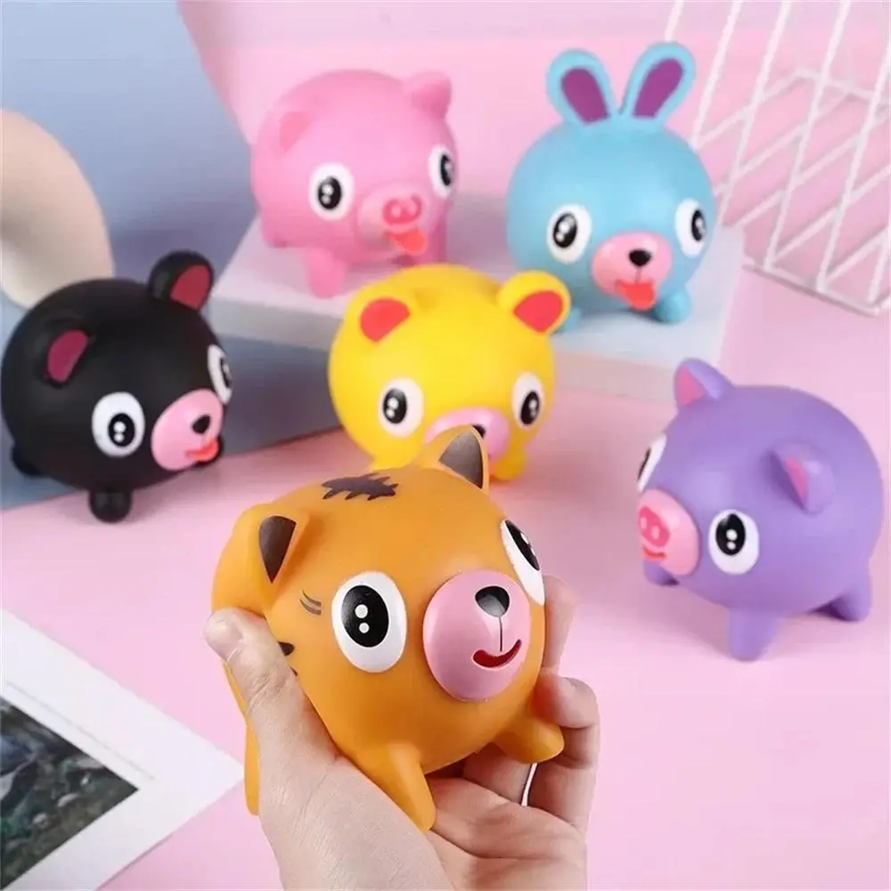 Screaming Pigs Squeeze Animal Ball Out with Sound Screaming Decompression Rubber Squeaky Toys Office Stress Goodie Bag Stuffer