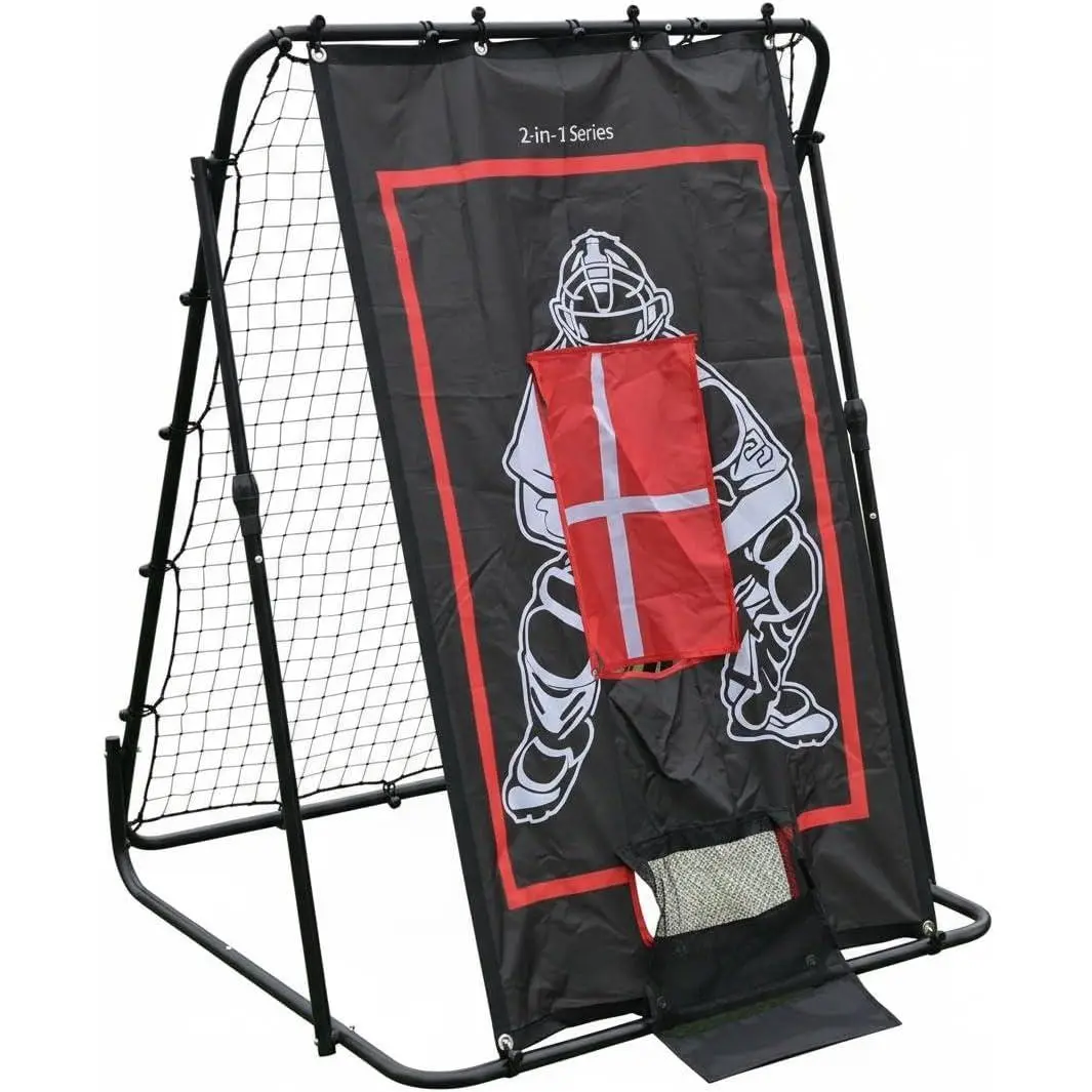 2-in-1 Baseball Pitching Trainer & Rebounder Net, Adjustable Switch-Hitter Simulation Practice Net, Heavy-Duty Nylon & Reinforced PE Rebound Net for Youth Baseball Pitching, Throwing and Fielding Drills, Indoor Outdoor Sports Training Equipment