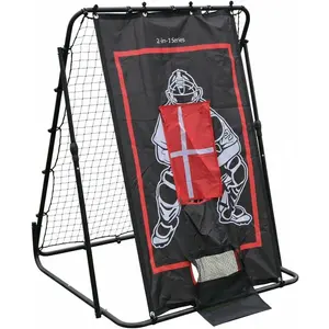 2-in-1 Baseball Pitching Trainer & Rebounder Net, Adjustable Switch-Hitter Simulation Practice Net, Heavy-Duty Nylon & Reinforced PE Rebound Net for Youth Baseball Pitching, Throwing and Fielding Drills, Indoor Outdoor Sports Training Equipment