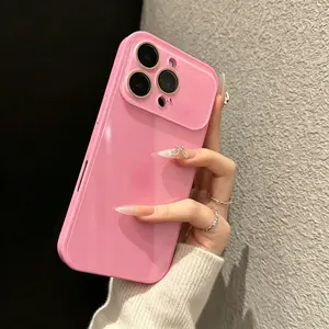 Minimalist Protective Phone Case Cover for iPhone 17 Pro Max/16 Pro/15/14/13/12, Large Window Shockproof Phone Accessories with Ultra-Clear Tempered Glass Back, TPU Bumper Casing Protection