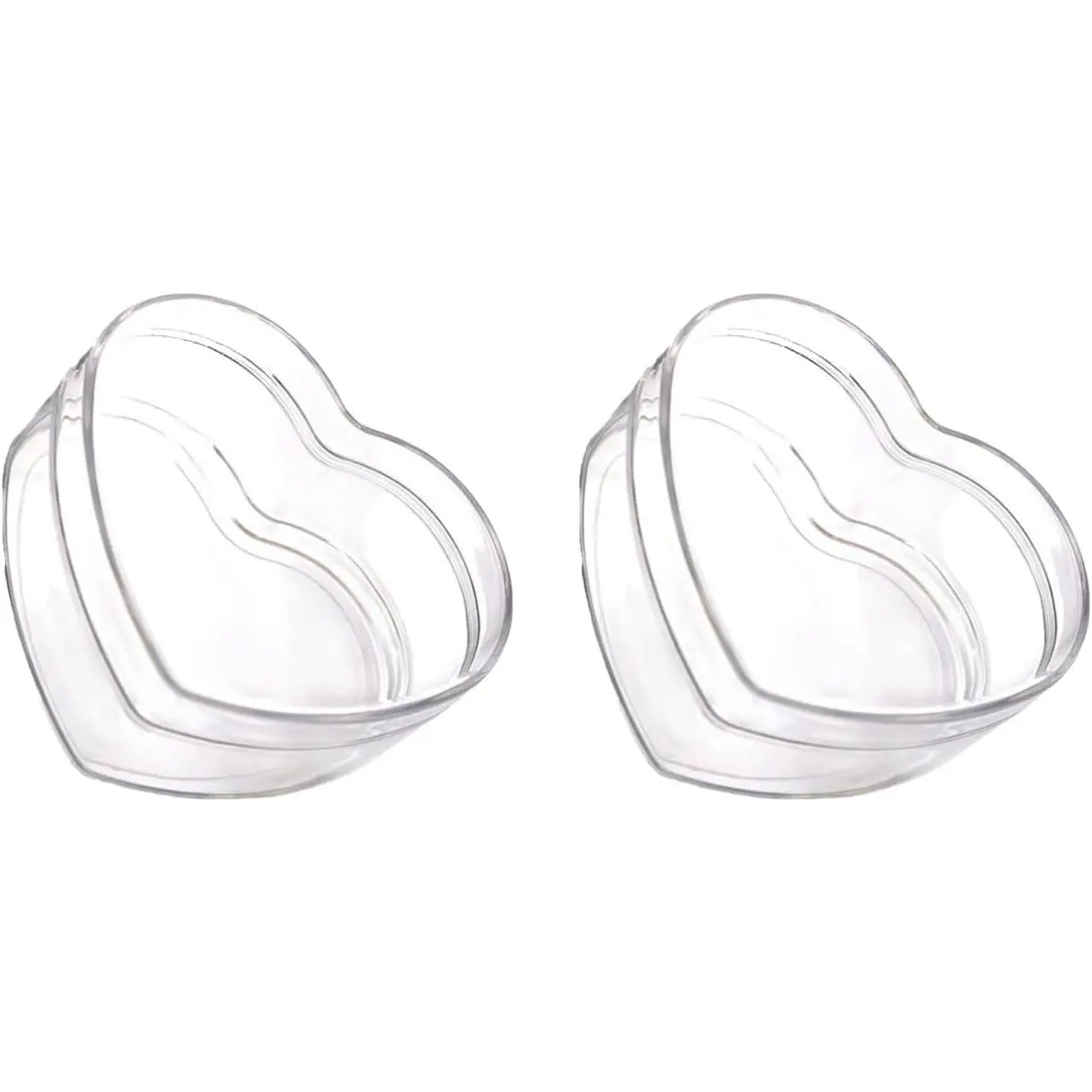 2 count Transparent Heart-Shaped  Box with Lid Plastic Small Candy Storage Boxes Decorative Displaying Organizer Containers Cases for   Sugar Party Wedding