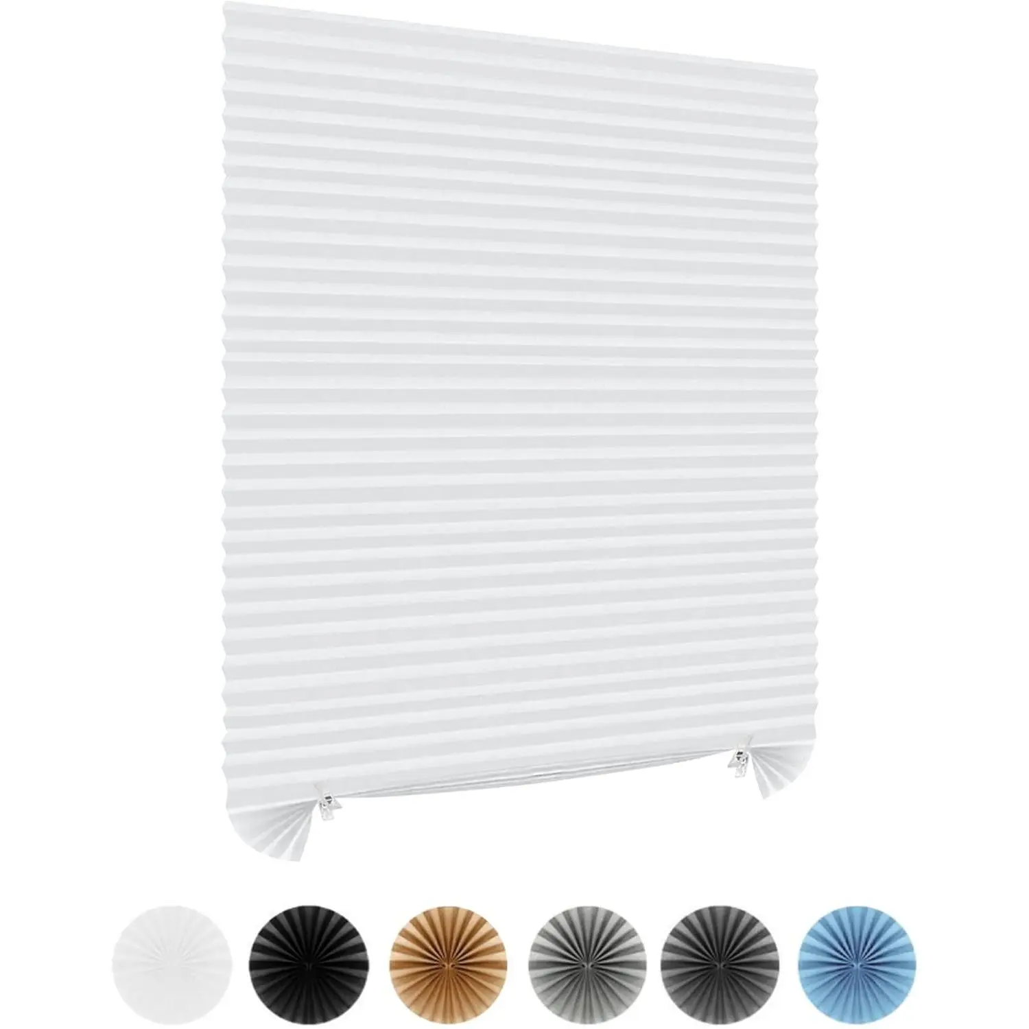Window Blinds Cordless No Drill Cut to Size Clip On Stick On Self Adhesive Temporary Blinds Pleated Paper Blinds for Windows Doors Shades for Home Nursery Bedroom Kitchen Bathroom | Non-Woven, Light Filtering, Easy Install, Pleated Window Cover for I