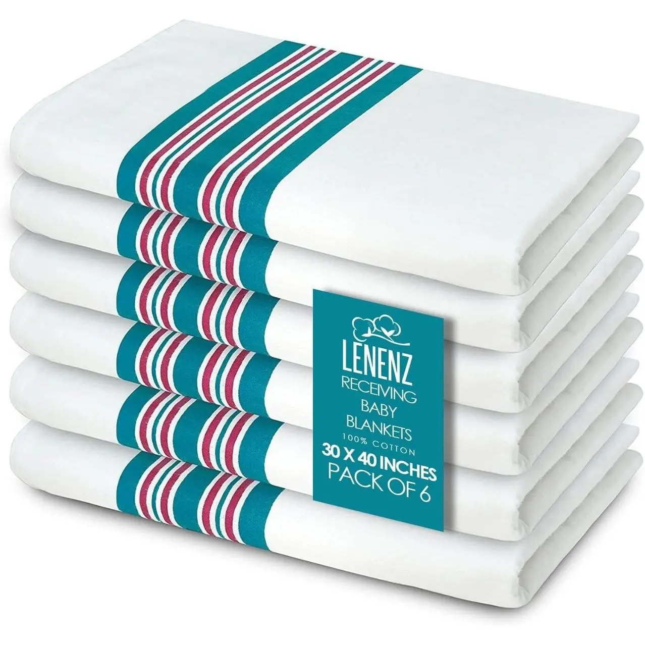 Baby Receiving Blankets, 100% Cotton Flannel Receiving Blanket, Perfect for swaddling & Wrapping, Ultra-Soft Hospital Blankets, Size 30 x 40 inch (6)Gift.