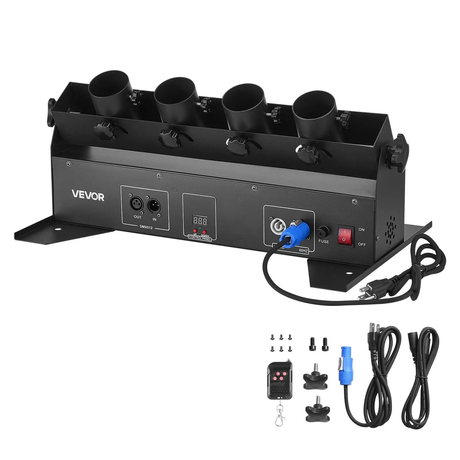 VEVOR Compact Electric Confetti Cannon Machine, 4-Hole High Output Confetti Shot Launcher, DMX512 Sync, Manual Remote Control, Portable Shooter for Wedding, Party Theme Event Show Stage Nightclub, Event Use