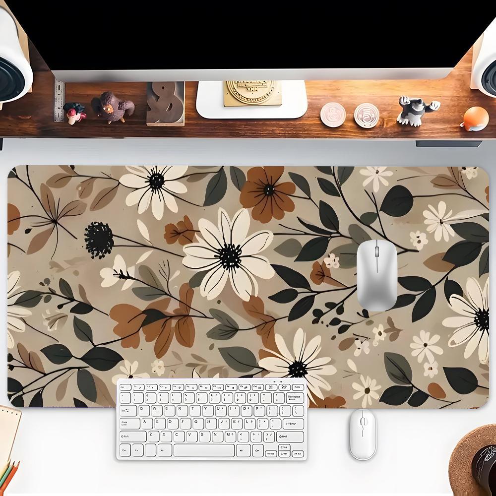 Floral Pattern Mouse Pad, Rectangle Gaming Mouse Pad, Non-slip Rubber Base Mousepad, Office Desk Keyboard Mouse Mat for Home Office Game Room Desk, Desk Accessories