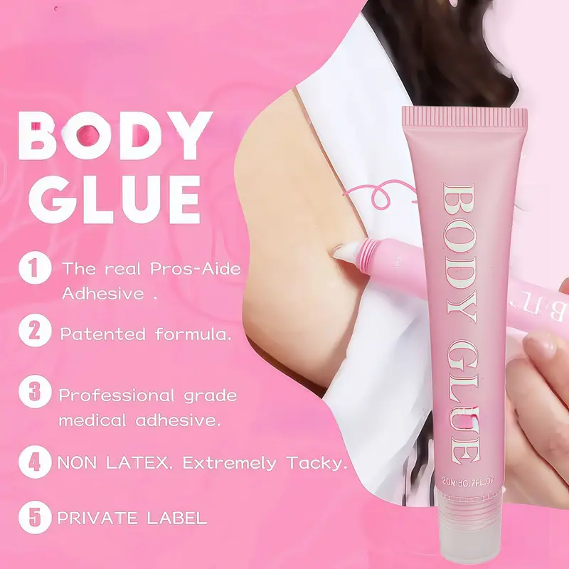 1‑Piece Transparent Body Glue, Gentle Quick‑Dry Waterproof Anti‑Slip Invisible Adhesive, Long‑Lasting secure attachment