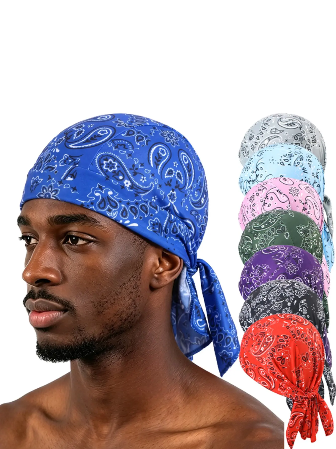 6-Piece Set Cashew Flower Pirate Hat Tie Headband Outdoor Cycling Cap, Stylish Accessory for Adventure Enthusiasts