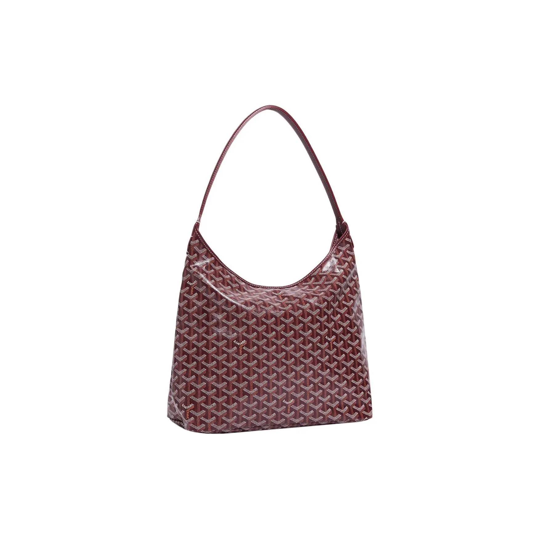 Goyard Bohème Hobo Bag for Women – Structured Canvas and Leather Crossbody Purse in Burgundy