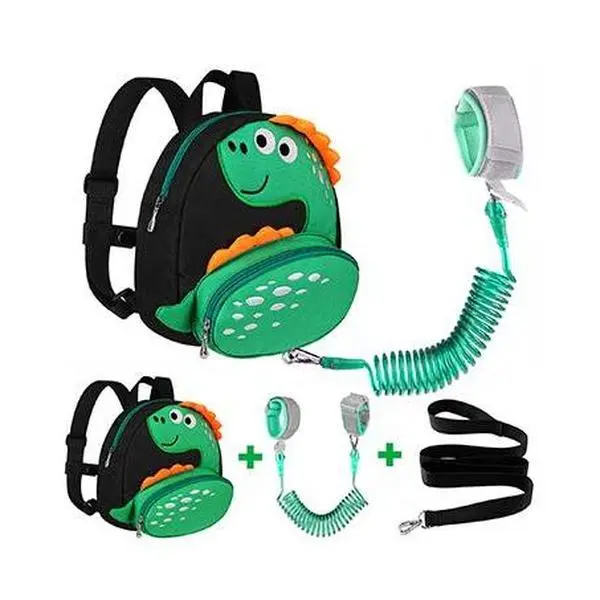 Unisex Toddler Anti-Lost Harness Backpack with Wrist Link-Tethered to Parent, Nylon-Resin Dino/Butterfly/Uni Themed Bag for 1-3 Years Old Boys, Outdoor Play Kids' Accessory with Fun Graphics