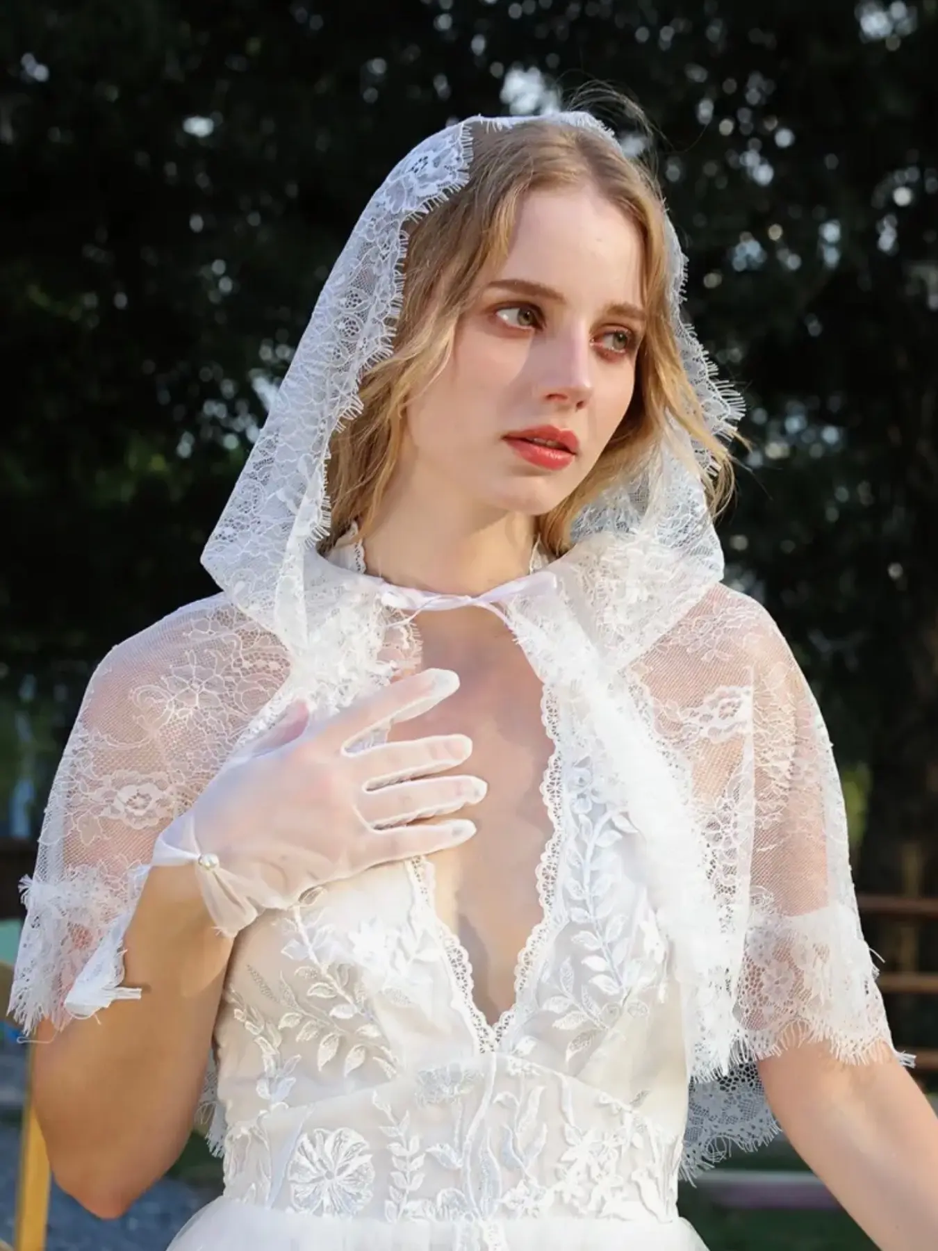 Women’s White Lace Mantilla Chapel Veil Catholic Church Head Cover Scarf