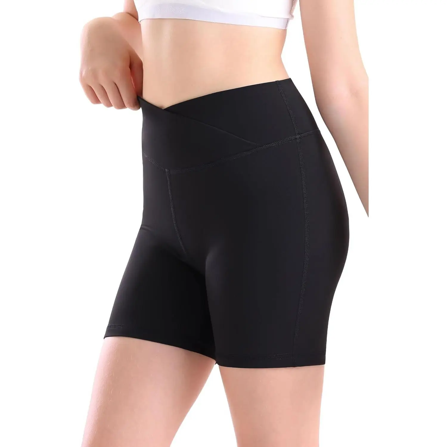 Girls High Waisted V Cross Waist Butter Soft Athletic Biker Shorts - Spandex Compression Workout Shorts for Volleyball Running Dance Gymnastics Cheer Yoga Under DressGift