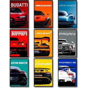 Luxury Super Car M-Mclaren-S P1 GTR Poster HD Canvas Car Art Prints Street Racing Posters Color Car Paintings Modern Aesthetic Photo Living Room Wall Decor (9 styles)