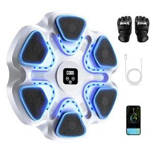 Music Smart Bluetooth Training Boxing Machine with 9 Speeds & Modes LED Display Wall Mounted Workout Equipment for Home Office Gym