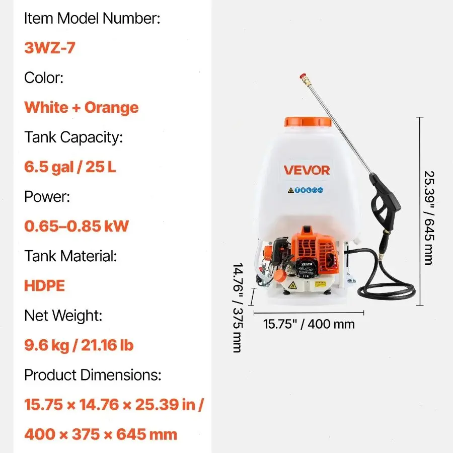 SummerfindsVEVOR Gas Powered Backpack Sprayer, 26.5CC 0.9HP EngineGarden Sprayer with 5 Gallon TankLarge Area CoverageLawn Spraying Machine with 24 in Wand Nozzles for Efficient Gardening Farming