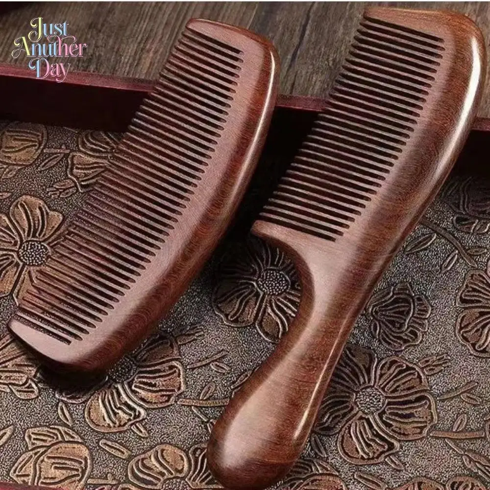 Sandalwood Hair Comb Set for Adults, 2-Pack Elegant Anti-Static Fashion Combs with Fine & Wide Teeth for Everyday Frizz Control