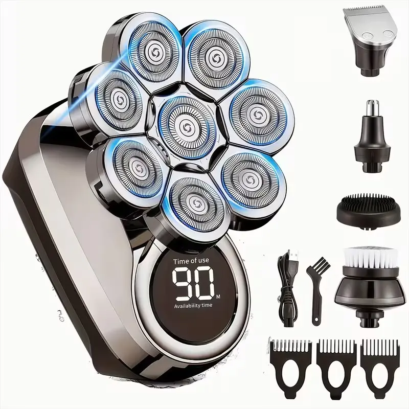 GERTZY Men's Electric Head Shaver for Bald Scalp & Beard Trimmer with LCD Battery Display - Nose Hair Body Groomer, All-in-One Gift for Men Him Boyfriend Husband Friend, Usb Rechargeable Shaver Bald Head Shavers
