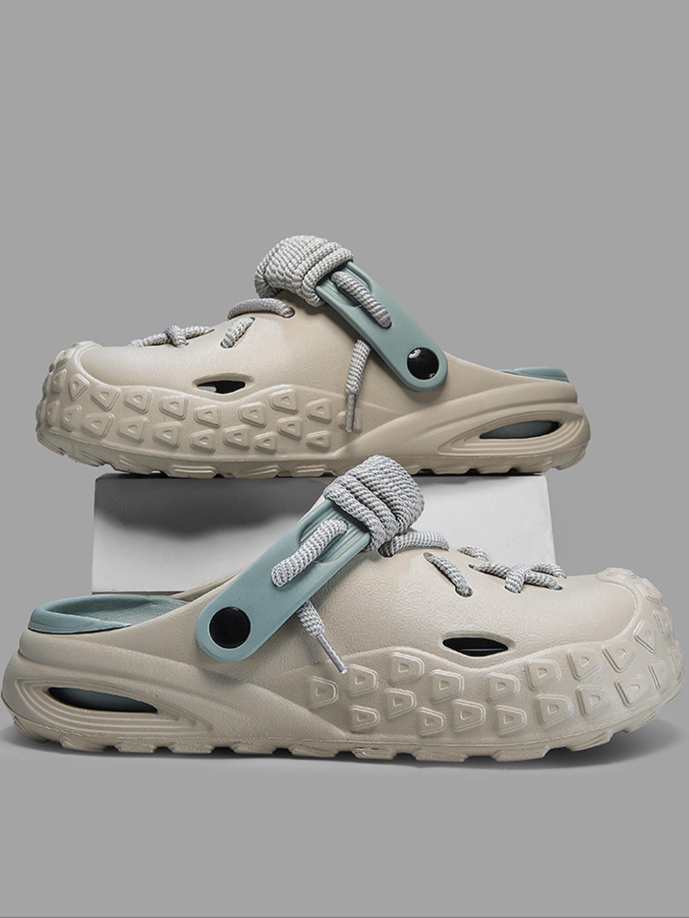 Men's Fashionable Cross Laces Decor Clogs, Comfortable Non-Slip Quick Drying Clogs, Suitable for Indoor and Outdoor Walking, Men's Trend Beach Shoes